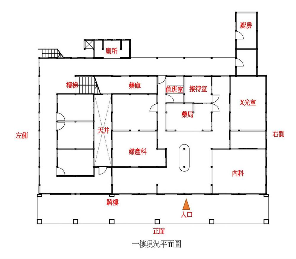 順天堂醫院1樓平面圖（照片提供：張進通許世賢教育事務基金會）